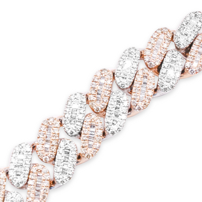 Two Tone Iced Out Diamond Bracelet (11.50CTW) in 10K Gold - 14mm