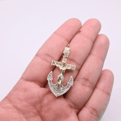 Jesus Anchor Bling Diamond Pendant Diamonds (1.25CT) in 10K Gold