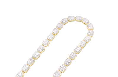 Iced Out Rectangular Shape Diamond Baguette Chain (11.50CT) in 10K Gold - 6mm (20 Inches)