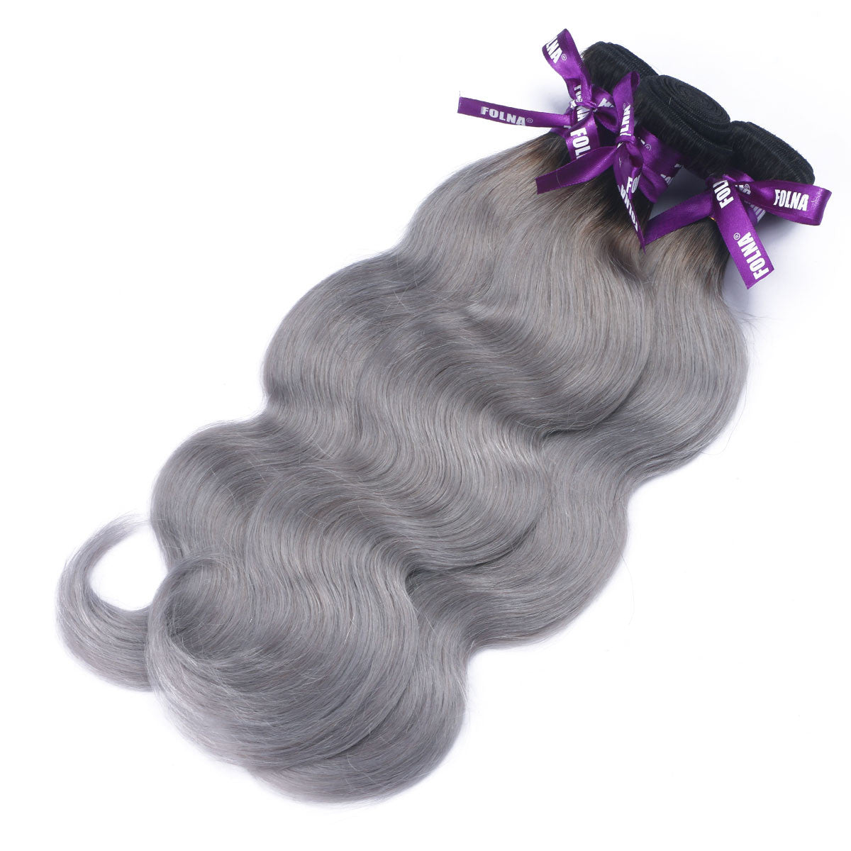 1b Silver Gray Ombre Hair Brazilian Remy Hair Human Hair Weaves Body Wave