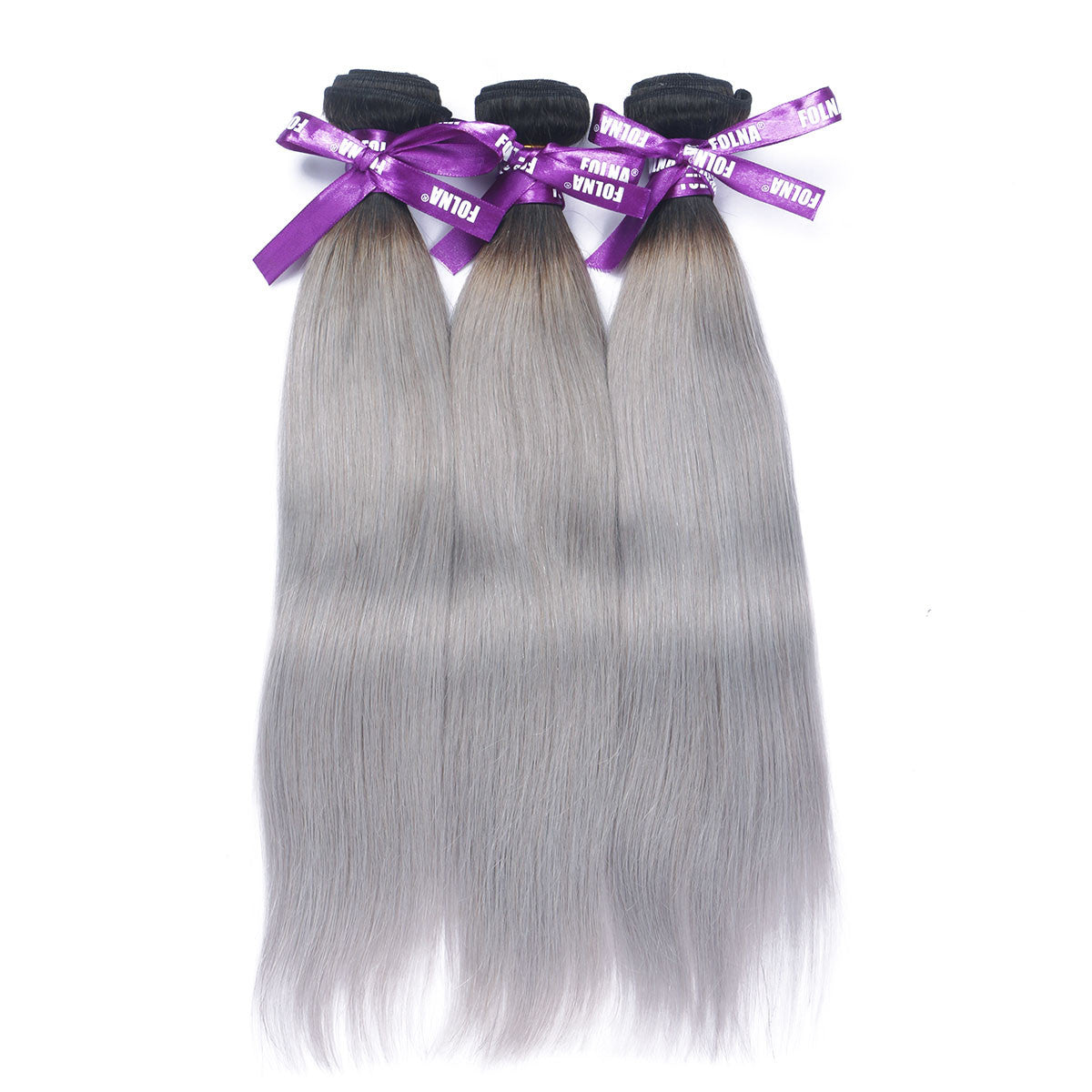 1b Silver Gray Ombre Hair Peruvian Remy Hair Human Hair Weaves Silky Straight