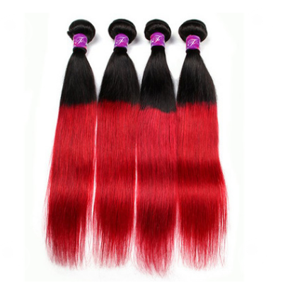 1b Red Red Ombre Hair Brazilian Remy Hair Human Hair Weaves Silky