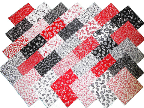 68 5 inch Quilting Fabric Squares Red/Black and Whites – Material Maven  Quilting