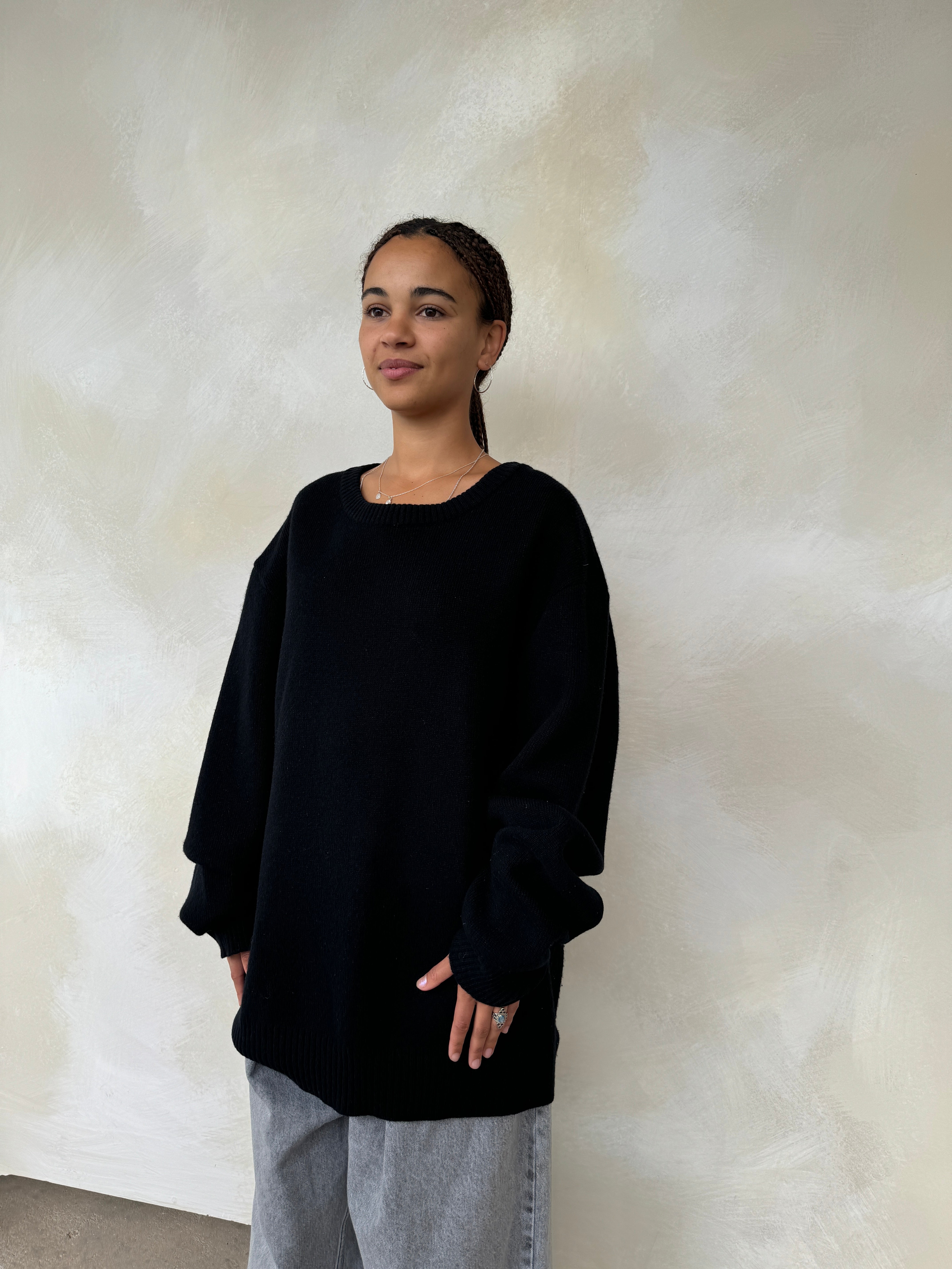 Image of RAEY BLACK WOOL JUMPER | L