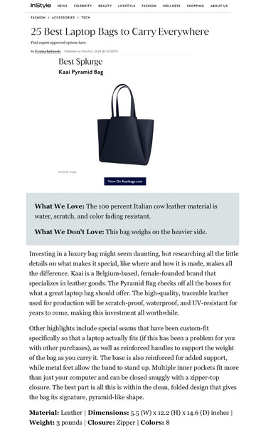 The KAAI Pyramid is one of InStyle magazine's 25 favorite laptop bags