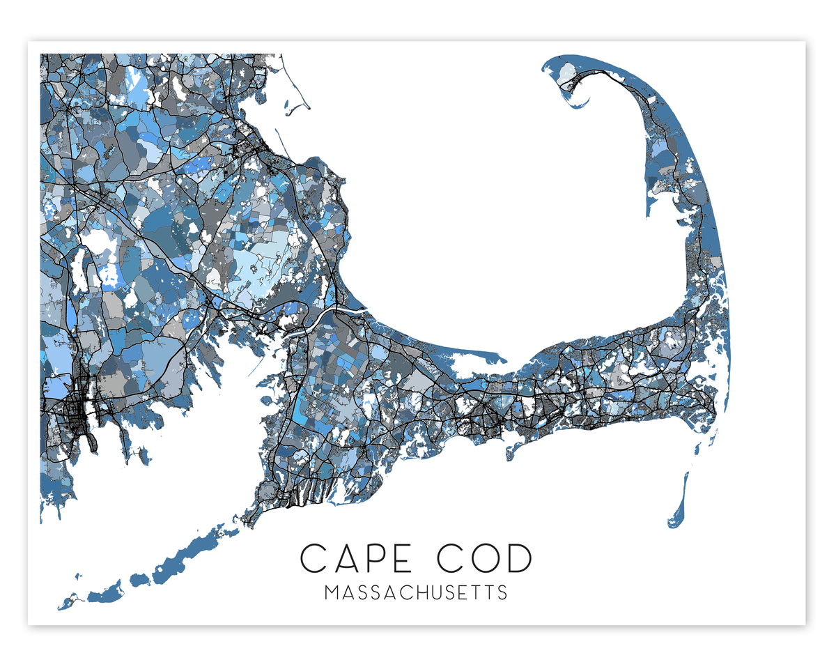 Cape Cod Map Print Blue Geometric Cape Cod Wall Art Prints Massachu   Cape Cod Map MapsAsArt Bsn CoverAZ 1200x960 