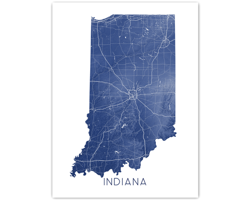 Indiana Map Print, Topographic IN State of Indiana Wall Art Poster Map —  Maps As Art