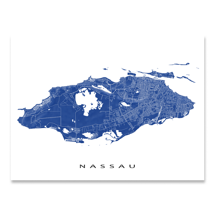 Nassau Map Print Bahamas Colors