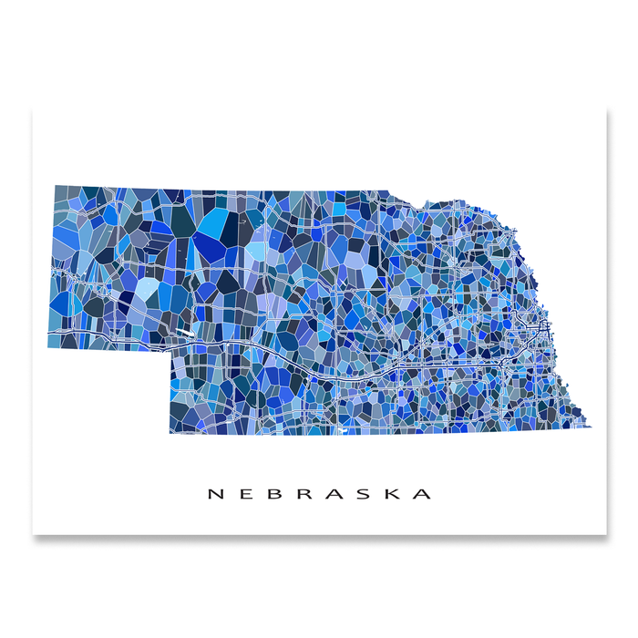 Nebraska Map Print, NE State — Maps As Art