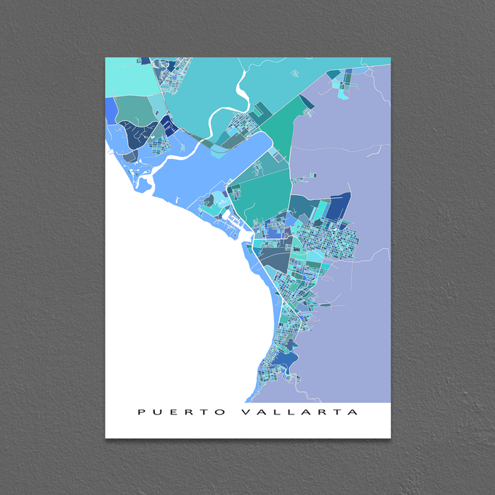 Puerto Vallarta Map Print Mexico Blue Maps As Art