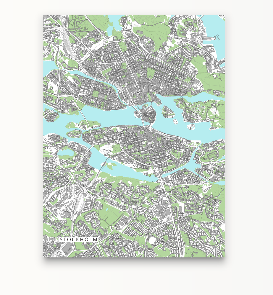 Stockholm Map Print Sweden Grey Maps As Art