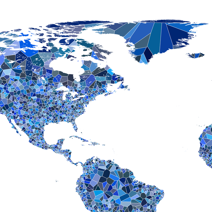 World Map Print, Countries, Blue, Earth — Maps As Art