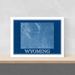 Wyoming state blueprint map art print designed by Maps As Art.