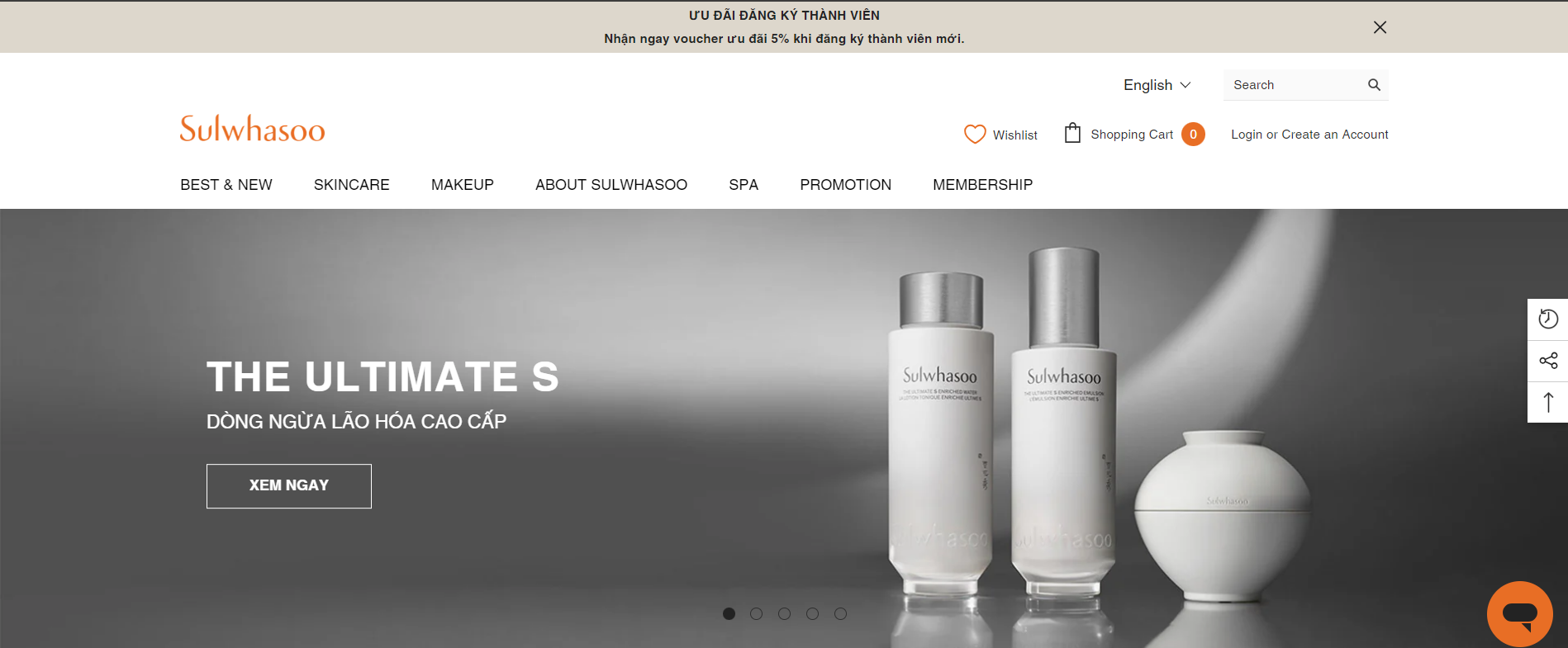 Sulwhasoo website uses Shopify to showcase impressive brand worldview.