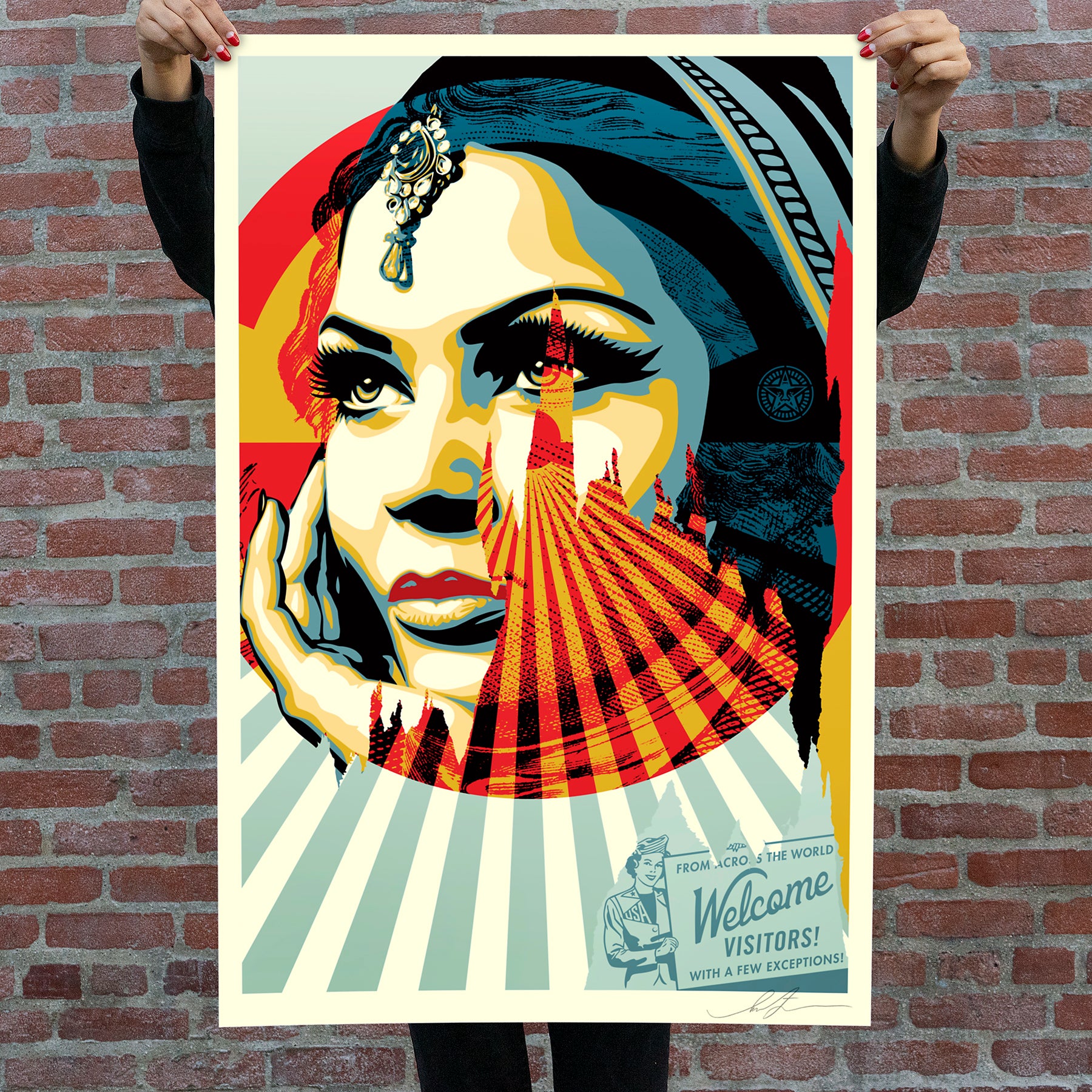 EYES OPEN Signed Offset Lithograph – Obey Giant