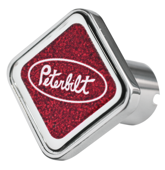 Peterbilt Chrome Air Valve Knob Square Metallic Red - CK-PB1-S-5781