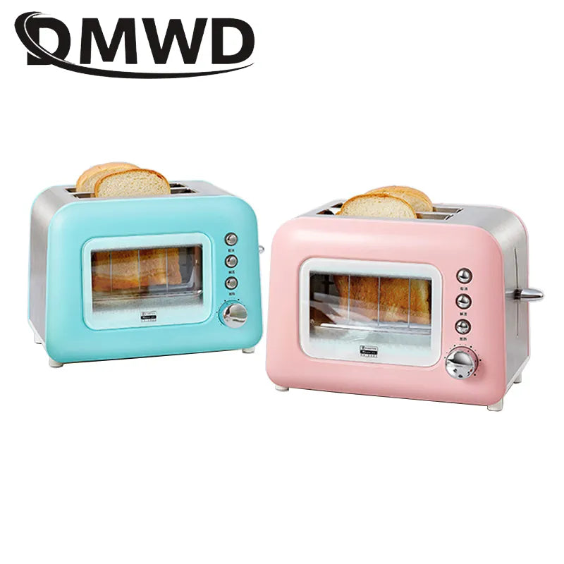 Automatic Electric Toaster Bread Baking Machine Stainless Steel Breakfast Sandwich Maker View Window Toast Grill Oven 2 Slices