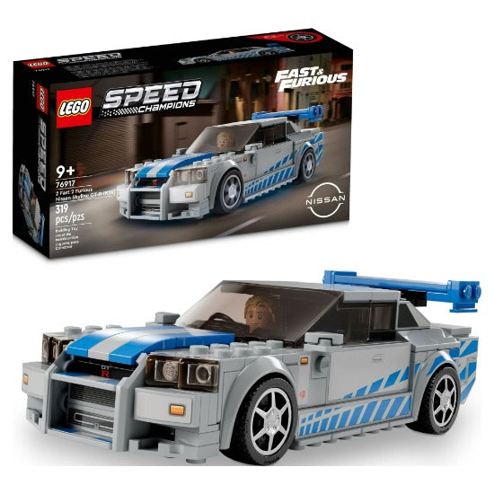 LEGO Speed Champions 2 Fast 2 Furious Nissan Skyline GT-R (R34) Race Car Toy Model Building Kit