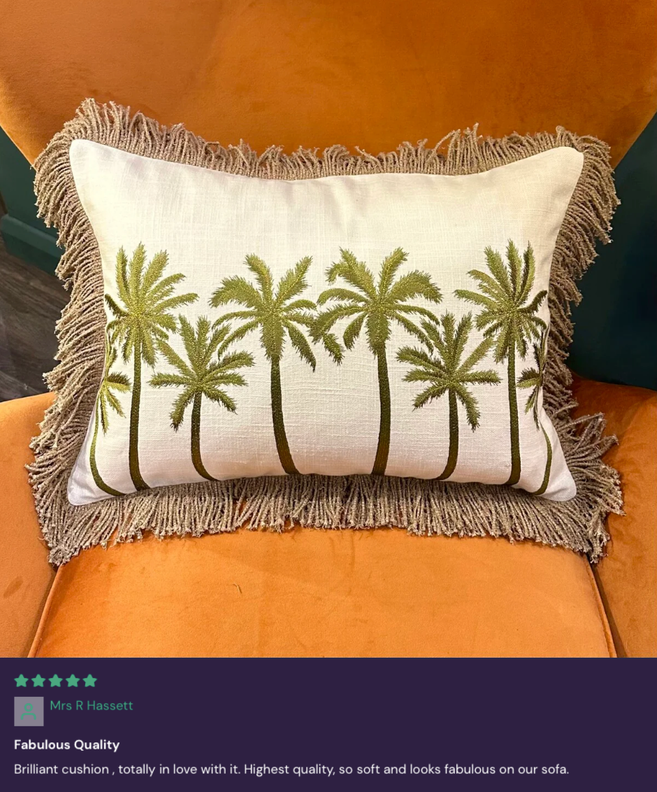 The Palm Tree Cushion with Fringing