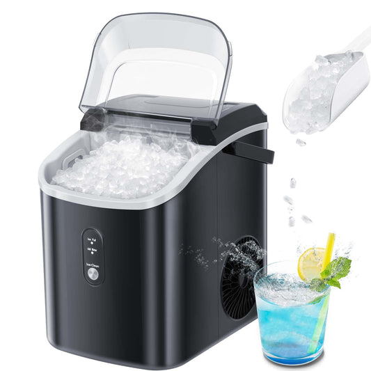 Auseo Nugget Ice Maker Countertop, 33lbs/24H, Self-Cleaning Function