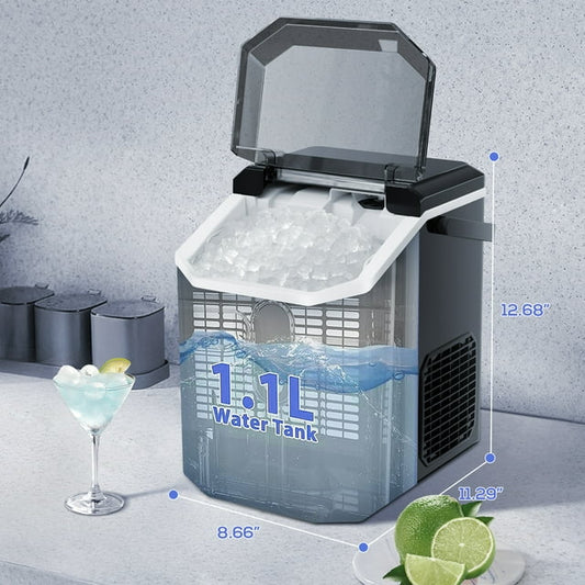 Auseo Nugget Ice Maker Countertop with Soft Chewable Pellet Ice, 34lbs