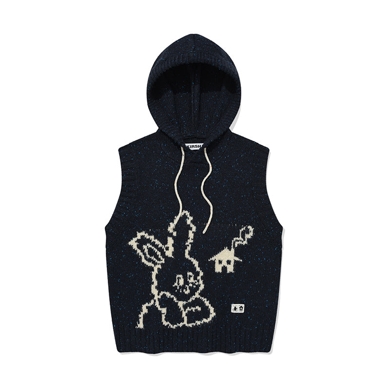 WITTY BUNNY PATCHWORK GRAPHIC NAPPING HOODIE【LIGHT LAVENDER】