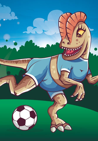 Dilophosaurus playing soccer