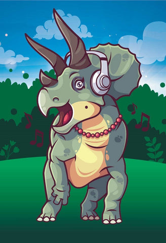 Triceratops listening to music