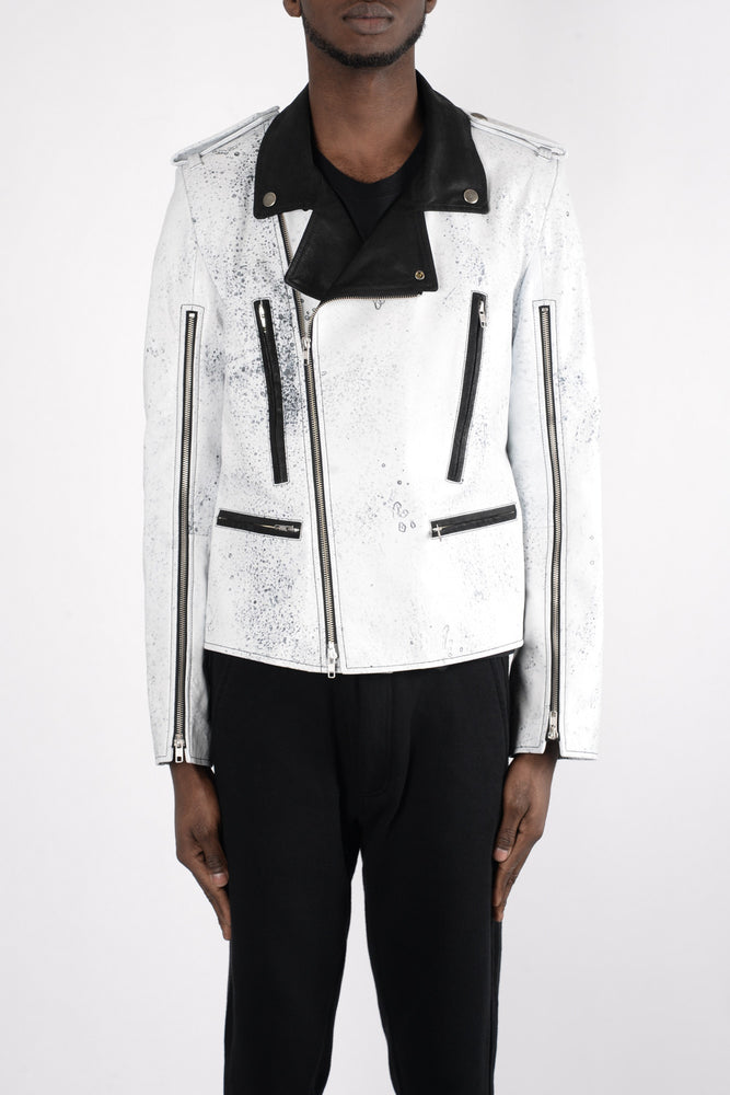 Ann Demeulemeester Cawston Leather Jacket In Black/White