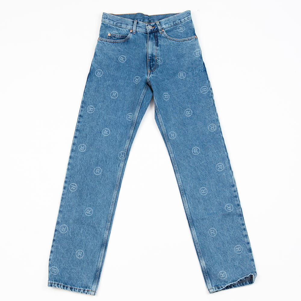 
                
                    Load image into Gallery viewer, Martine Rose Relaxed Fit Logo Jeans In Blue
                
            
