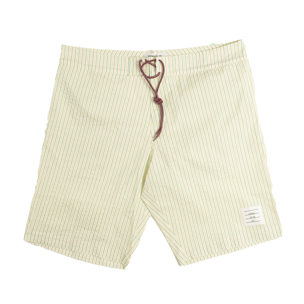 Thom Browne Seersucker Board Shorts In Green