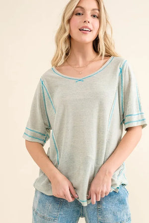 And The Why Reversed Stitch Basic T Shirt - Boho Soho