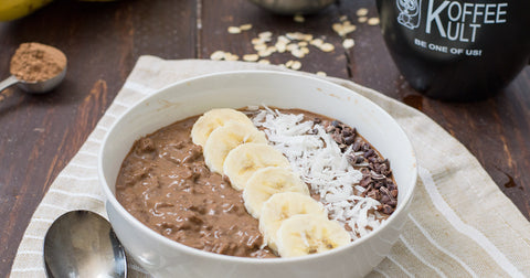 Chocolate Coffee Oatmeal made with Koffee Kult Coffee to get your day started on the right foot! Vegan, gluten free, and so easy!