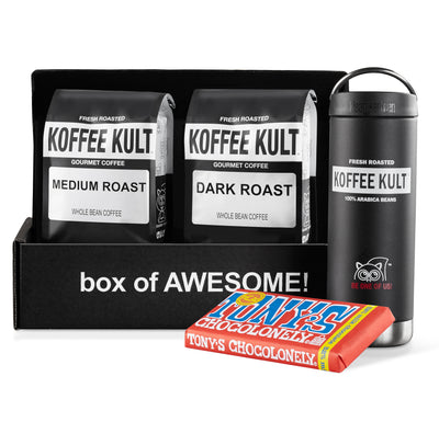 2 x 12oz Coffee With Travel Mug and Chocolate Bar Gift Box