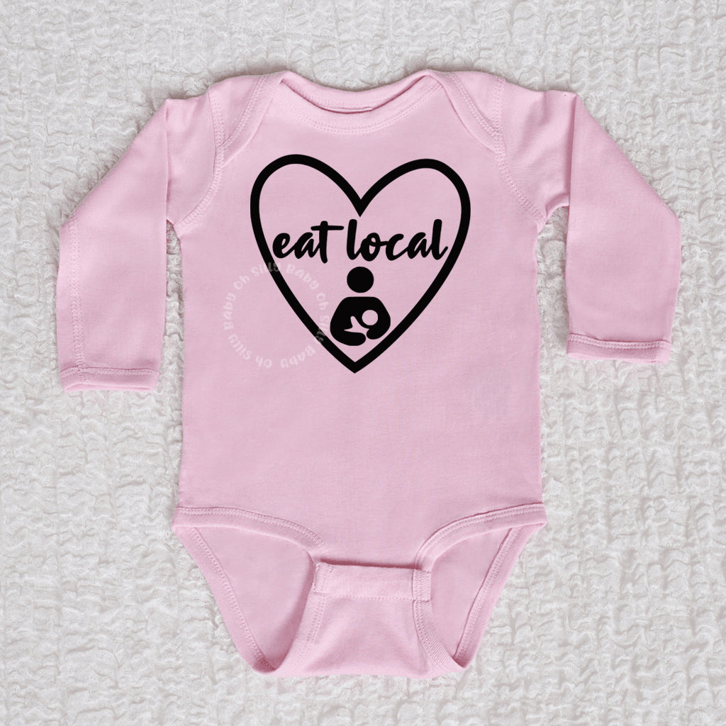 Eat Local Baby Vest, Funny Baby Clothes/ Grow, Breastfeeding bodysuit fun  gift