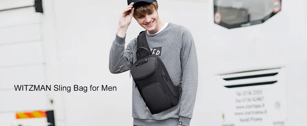 WITZMAN Sling Bag for Men Travel Anti-theft Crossbody Sling Bag Nylon Chest Sling Backpack Casual Daypack