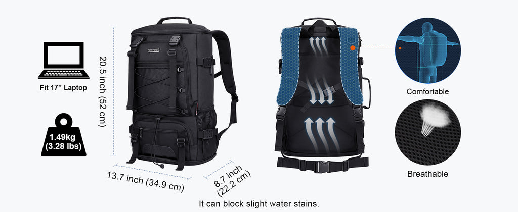WITZMAN Reise-Rucksack für Herren, großer Handgepäck-Rucksack, umwandelbare 3-in-1-Tasche mit Schuhfach, passend für 17-Zoll-Laptops