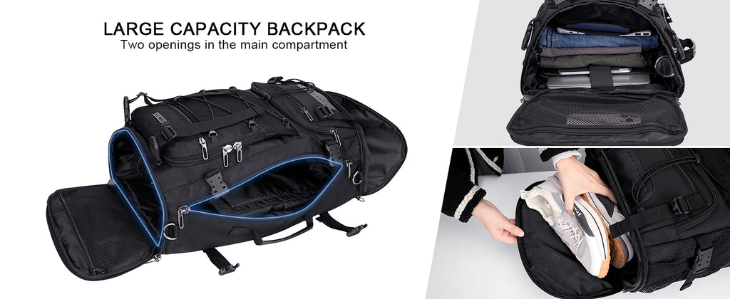 WITZMAN Travel Backpack for Men Large Carry on Backpack Convertible 3 in 1 Bags with Shoe Compartment Fit 17 Inch Laptop