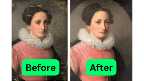 Old painting restoration then and now