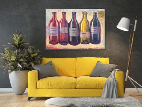 Wine bottle painting