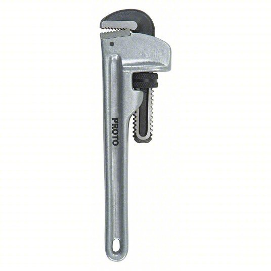 Proto J810A Pipe Wrench Aluminum, 1 1/2 in Jaw Capacity, Serrated, 10 in Overall Lg, I-Beam, Natural