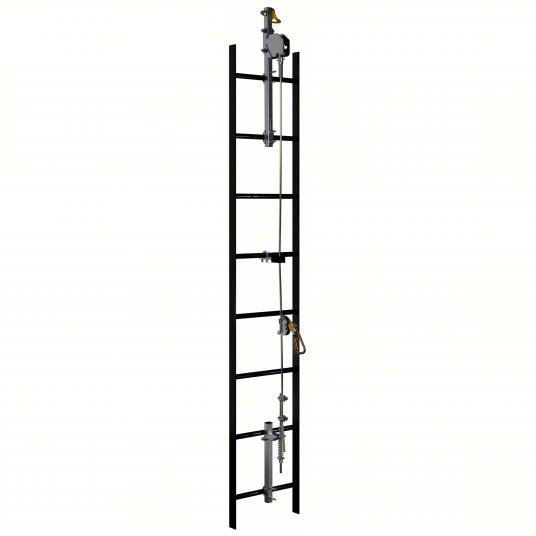 Lad-Saf 6118030 Cable Vertical Safety System Trailing, Steel, Auto, 30 ft Lifeline Lg, 620 lb Capacity