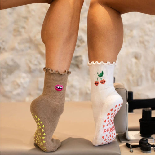 Hot Pink Lips - Ankle Grip Sock (Barre / Pilates)