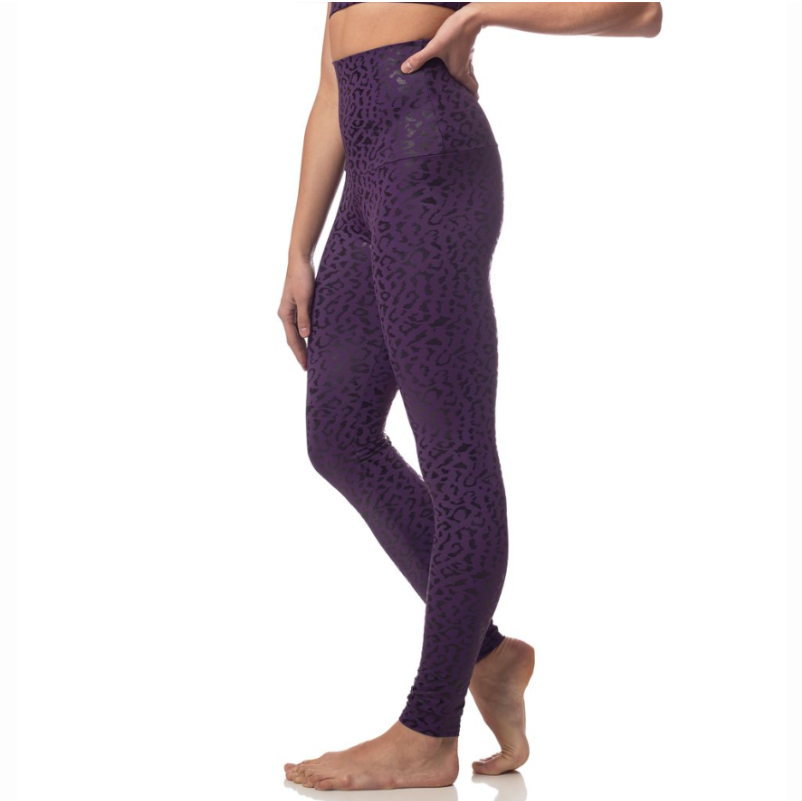 Leopard Foil Legging - Eggplant