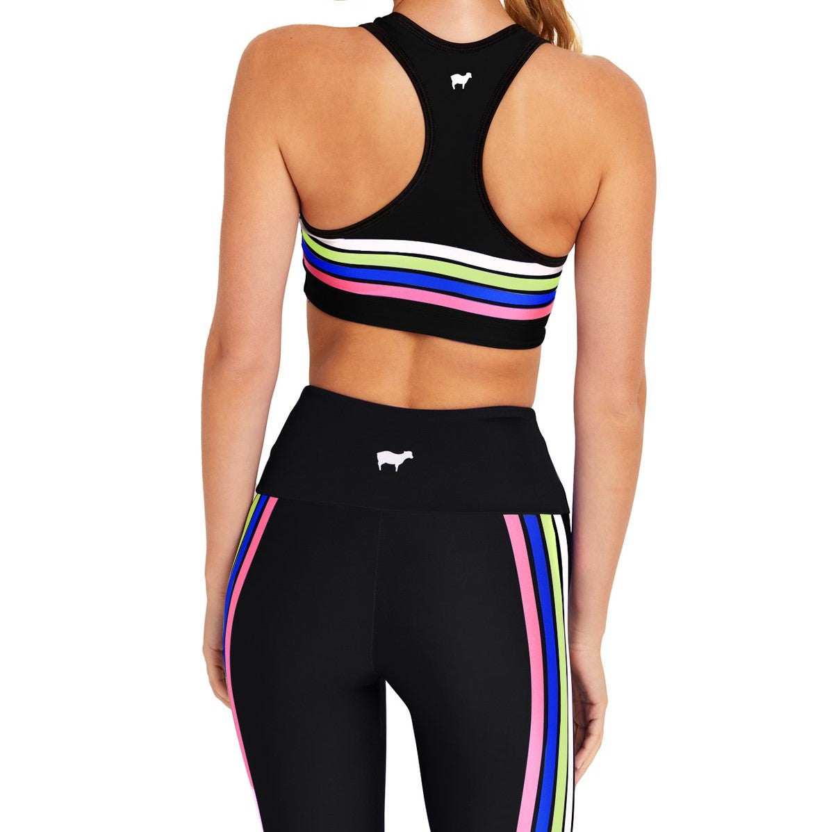 Black Retro Stripe Sports Bra