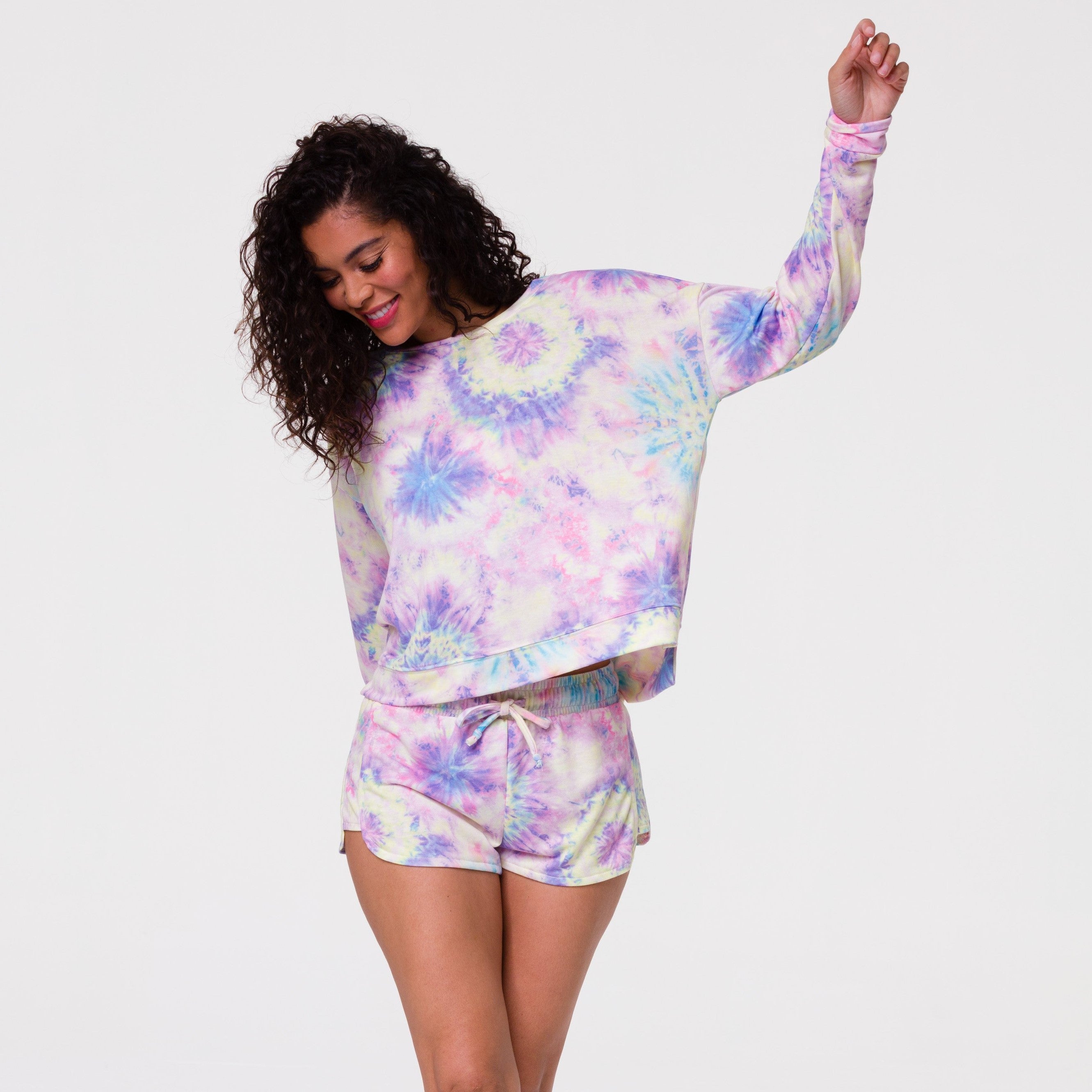 High Low Sweatshirt - Neon Tie Dye