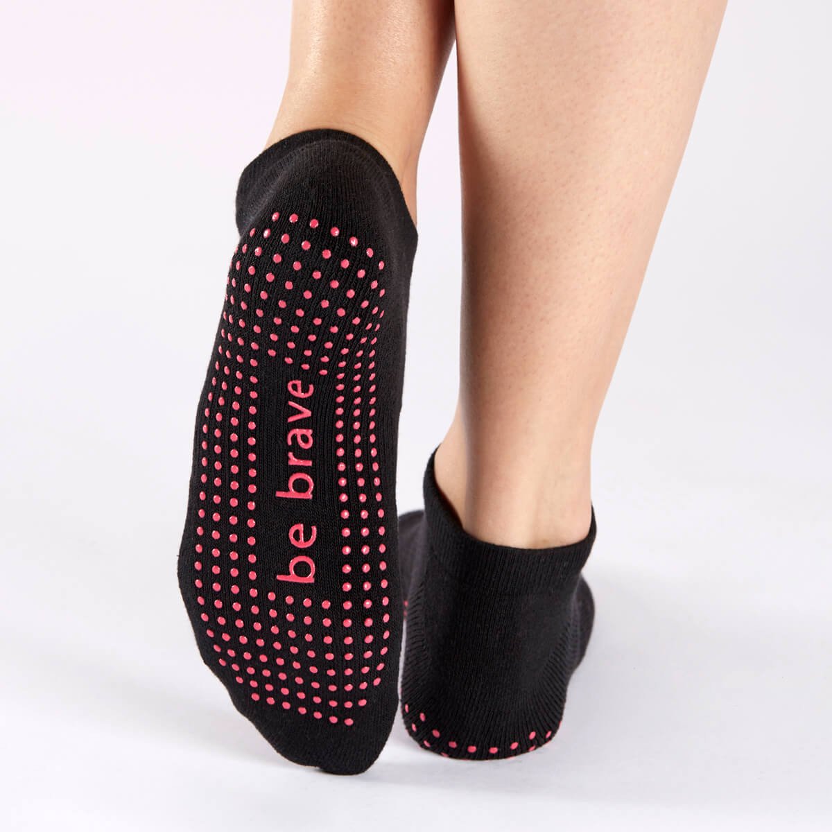 Be Brave Grip Socks - Black Pink (Barre / Pilates)