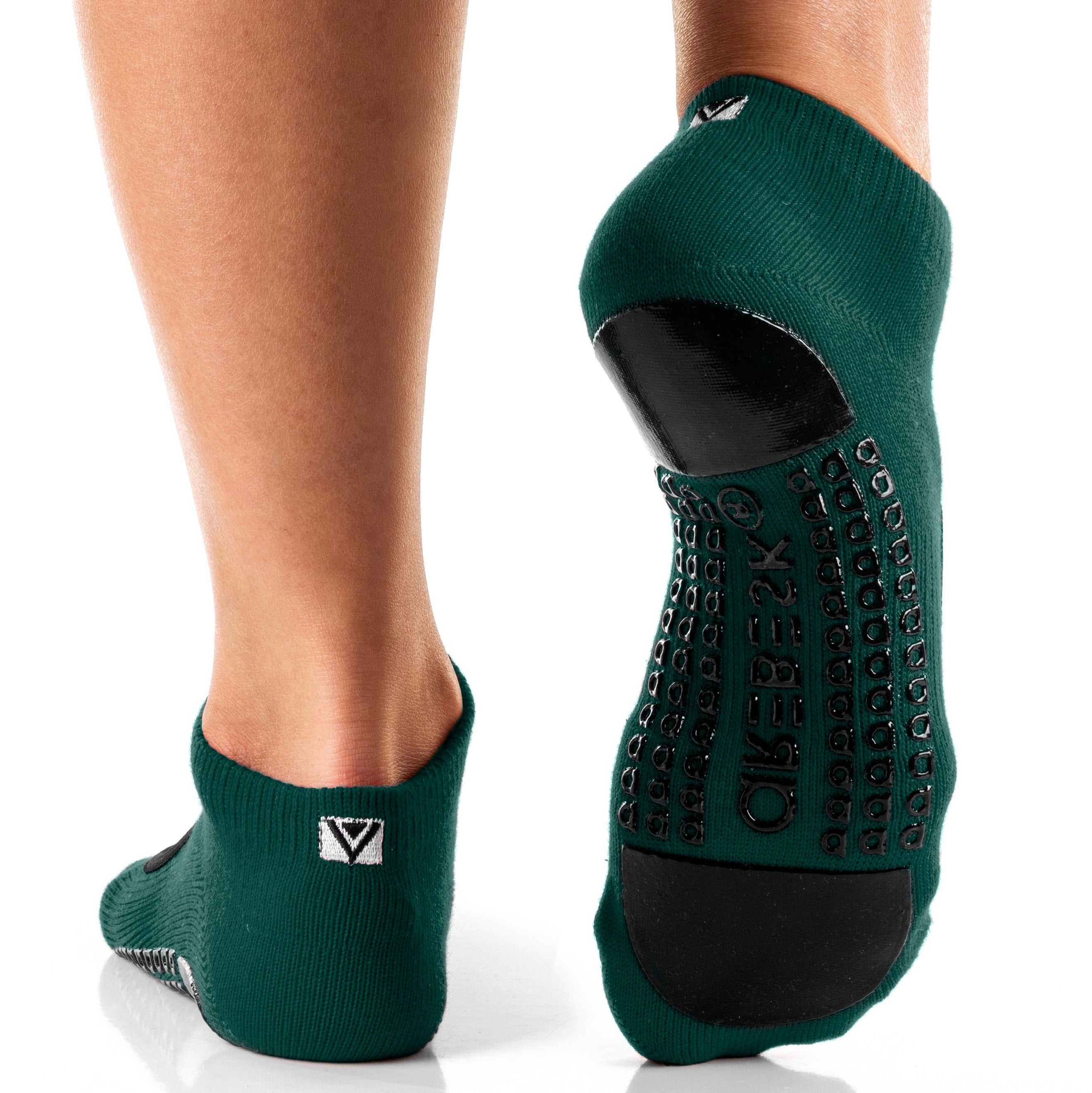 Arebesk Fishnet Grip Socks - Forest Green (Barre / Pilates)