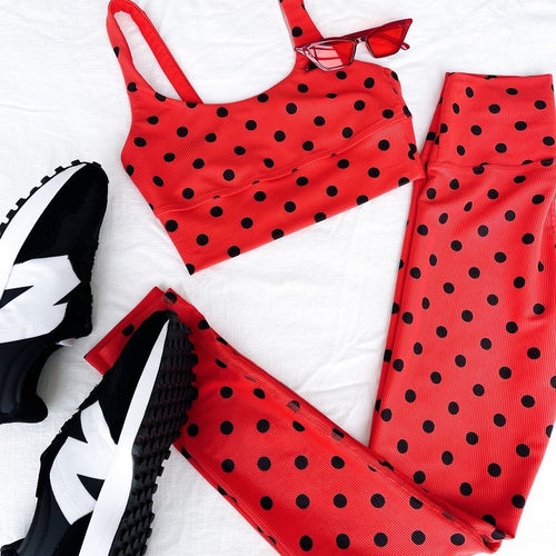 Ayla Legging - Scarlet Polka Dot