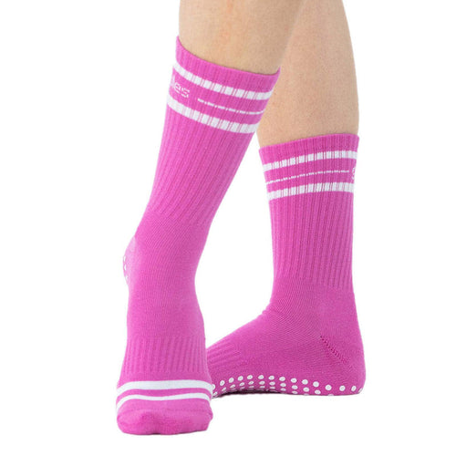 Jess Crew Grip Sock - Pink Bow (Barre/Pilates/Yoga) - Great Soles -  simplyWORKOUT – SIMPLYWORKOUT